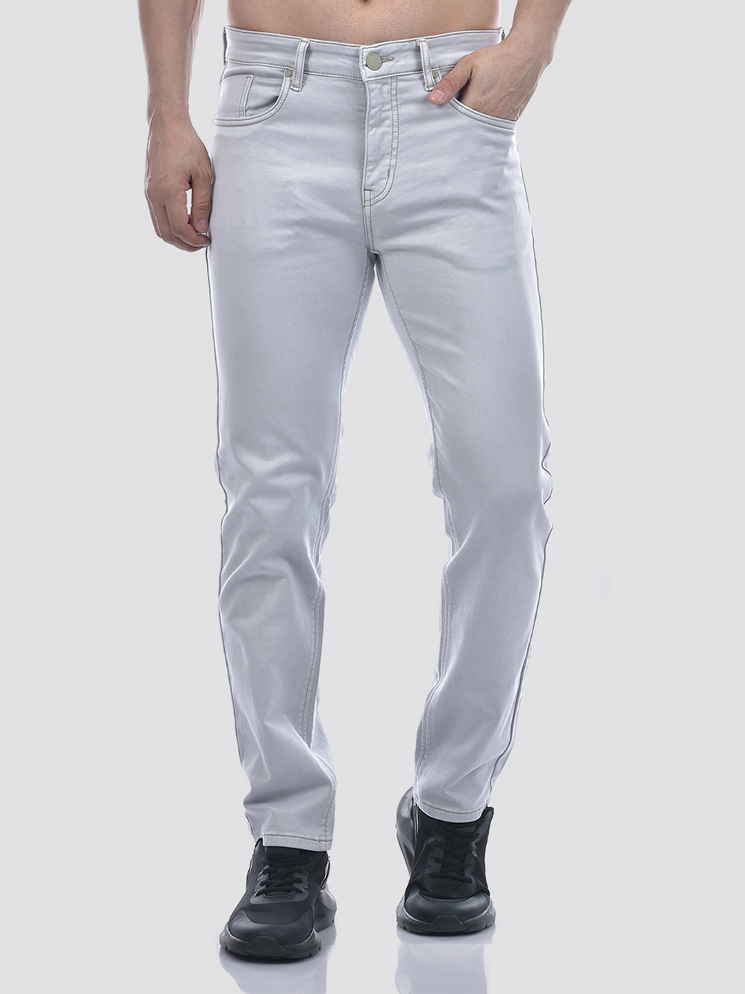 Numero Uno Men Solid Light Grey Jeans